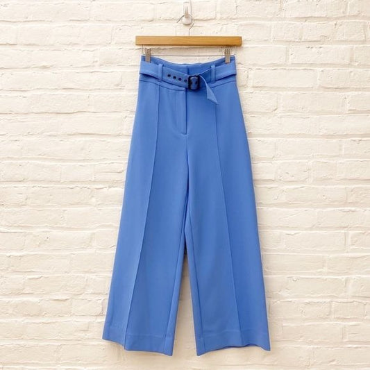 Veronica Beard || Lyla Culottes Belted Wide Leg Flare Pants Blue 2