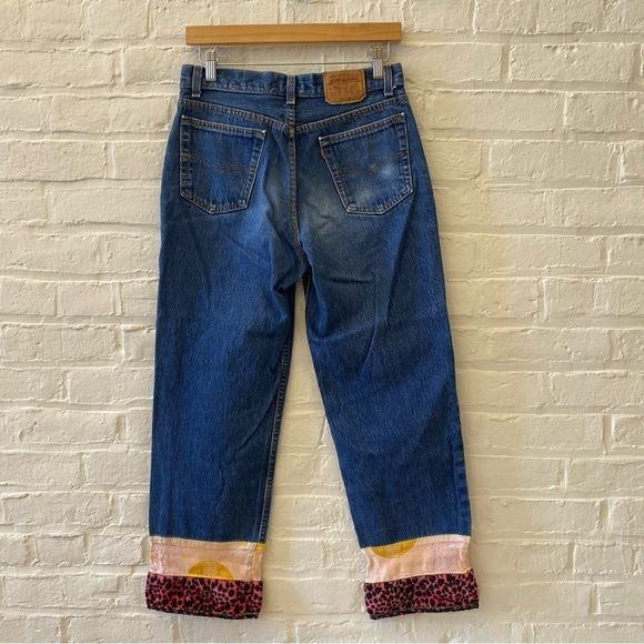 Levi’s x Bella Dahl || Vintage Boho Jeans 90s Leopard Pink Marked 31 Fit 27