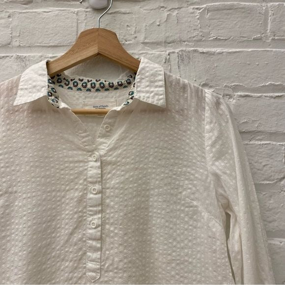 Anthropologie || Trovata Birds of Paradis Lace Inset Button Down White Small