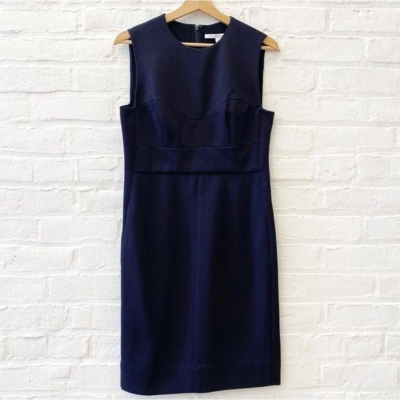 Diane von Furstenberg || DVF Hibiki Sweetheart Sheath Pencil Dress Navy 10