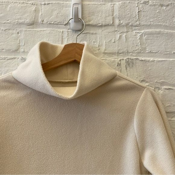 Dudley Stephens || Fleece Funnel Neck Turtleneck Sweater Pullover Ivory Cream XS