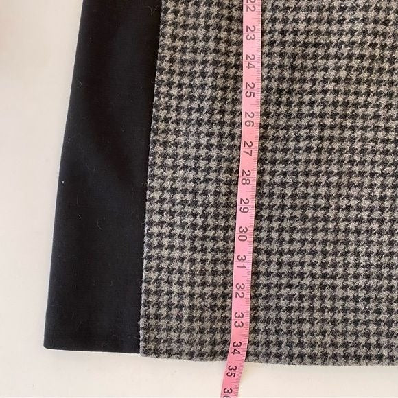 J. Crew || Houndstooth Wool Leather Trim Shift Dress Gray Black 4