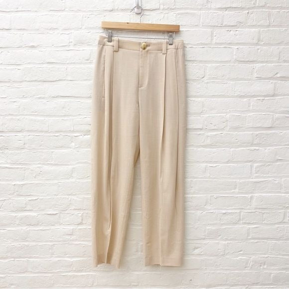 Vince. || Stretch Wool Tapered Trousers Pleated Ivory Cream Blush 8