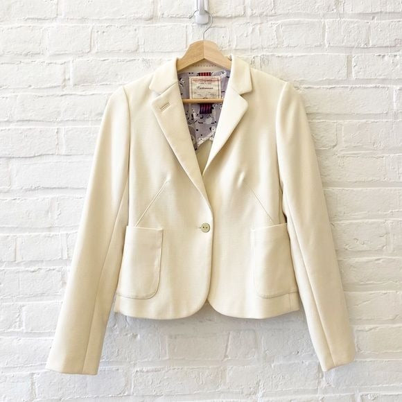 Anthropologie || Cartonnier Ottoline Single Button Blazer Ivory Cream 0