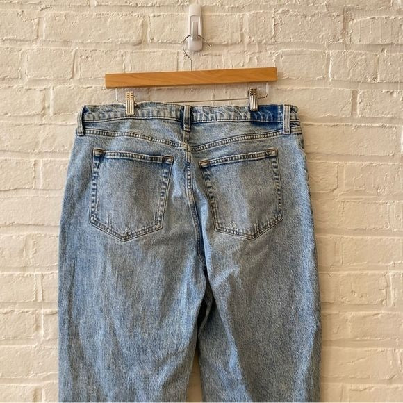 Abercrombie || High Rise Dad Jeans Straight Rigid Denim Blue 33 / 16 Long Tall