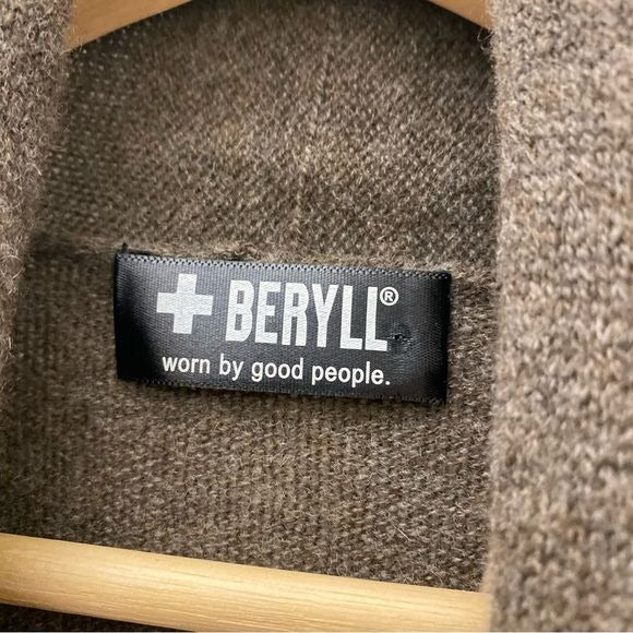 Beryll || Open Front Cashmere Cardigan Long Brown NWT OSFM