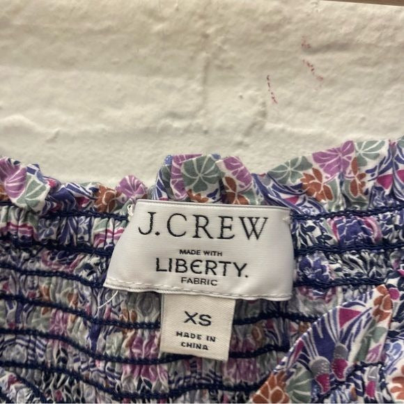 J. Crew || Smocked Square Neck Puff Sleeve Top Liberty Fabric Club Nouveau XS