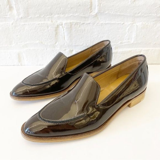 Everlane || The Modern Loafer Pointed Toe Flats Brown Patent Leather 8.5