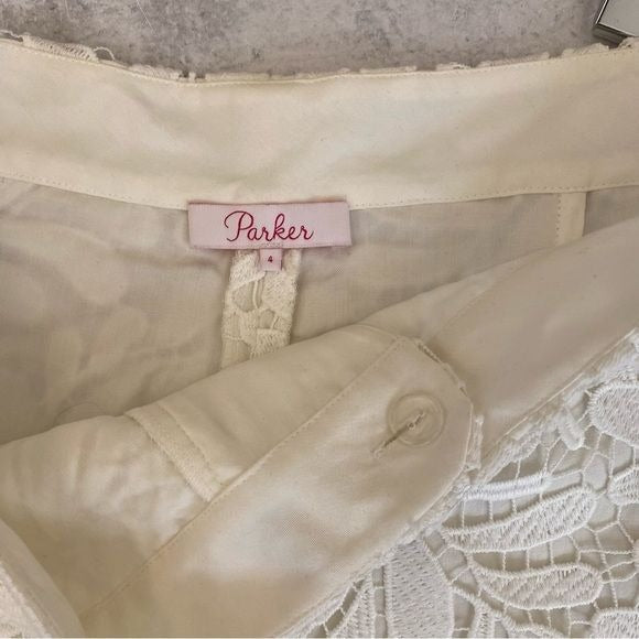 Parker || Riley Shorts Floral Lace Embroidered White Cream Ivory 4