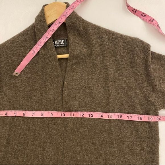 Beryll || Open Front Cashmere Cardigan Long Brown NWT OSFM