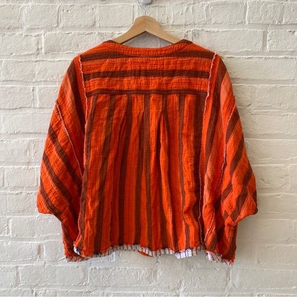 Free People || Lisbon Striped Top Yarn-Dyed Orange