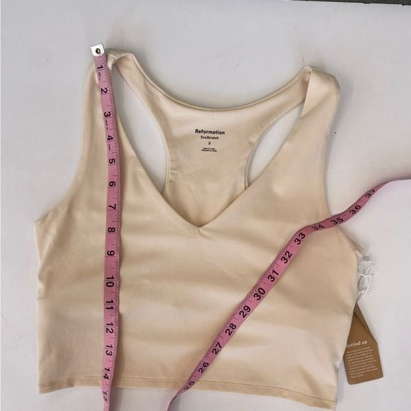 Reformation || Kylen Ecostretch Tank Built in Sports Bra Almond Cream Small NWT