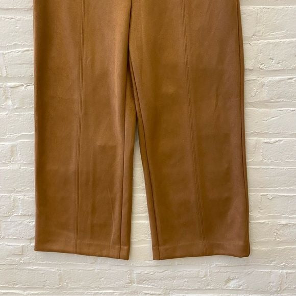 Ann Taylor || Faux Suede The Wide Leg Crop Pants Camel 8 NWT