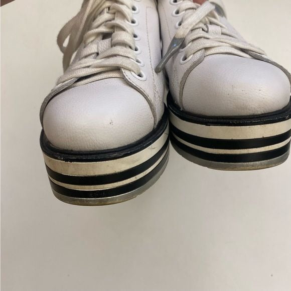 Anthropologie || Silent D Siobhan Platform Lace Up Sneaker White Silver 38