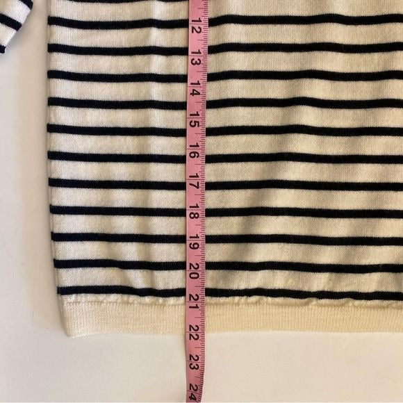 Sezane || Raphael Jumper Breton Stripe High Ruffle Neck Wool Ivory Navy Small