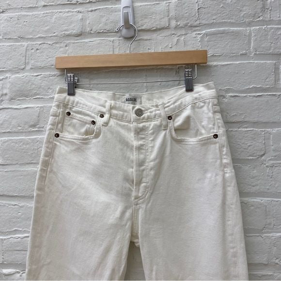 AGOLDE || Riley Crop High-Rise Straight Jeans in Sour Cream White 29