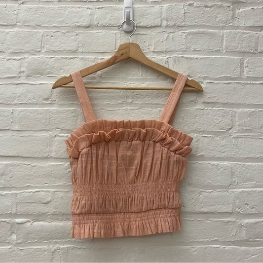 Tularosa x Revolve || Ellie Ruffle Smocked Crop Top Blush Pink M