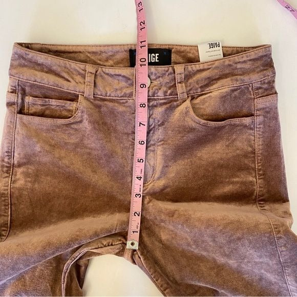 Paige || Cindy Straight Velvet Pants Jeans in Warm Suede Pink 25