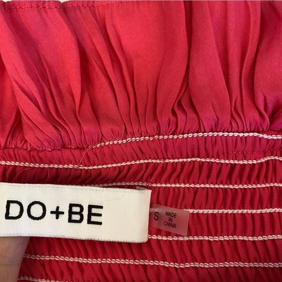 DO + BE || Smocked Ruffle Tank Top Blouse Magenta Pink Small