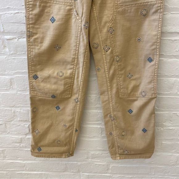 Anthropologie || Pilcro The Roamer Embroidered Khaki Chino Utility Pants Tan 26