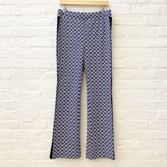 Anthropologie || Maeve Ponte Pull On Bootcut Flare Pant Blue Motif Medium