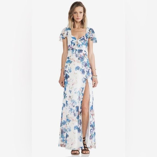 Lovers + Friends X Revolve || The Keeper Floral Maxi Keyhole Tie White XS