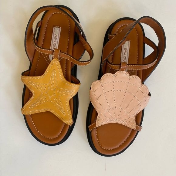 Zimmermann || Rock Pool Seashell Starfish Sandals Pink Yellow 38