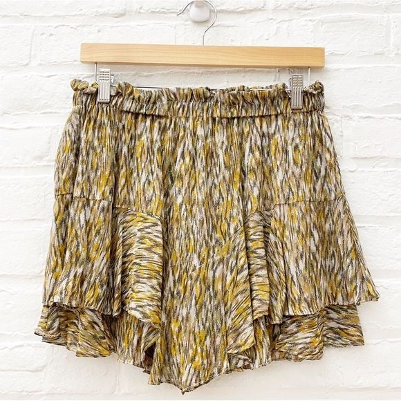 Etoile Isabel Marant || Sornel Tiered Ruffle Shorts Khaki Print 38 US 6