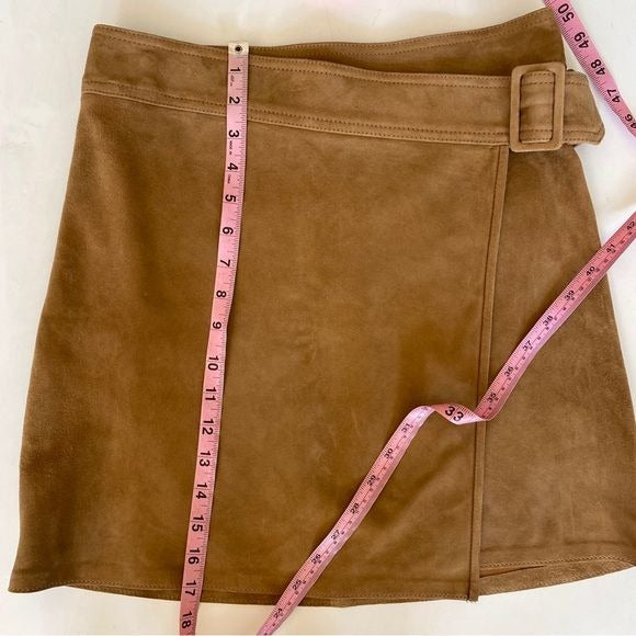 Vince. || Belted Suede Mini Skirt Tan Brown 2