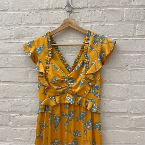 Three Floor || Lemonana Printed Satin Midi Dress UK 6 US 2