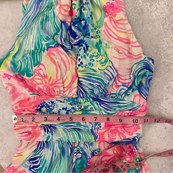 Lilly Pulitzer || Martina Halter Maxi Dress in Multi Beach Please Pink Blue XXS