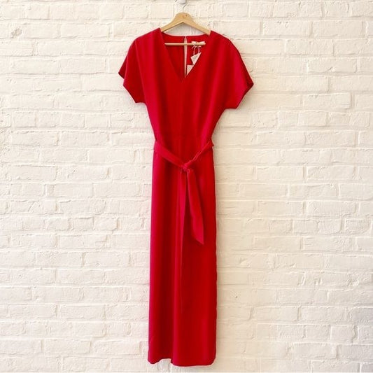 Boden || Romilly Belted Wide Leg Jumpsuit Red 6 Tall NWT