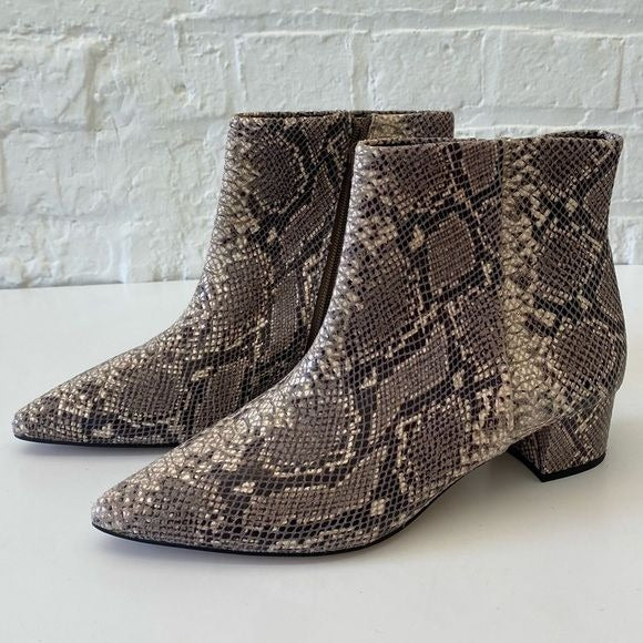 Corso Como || Freen Pointed Toe Python Snake Bootie Block Heel 8