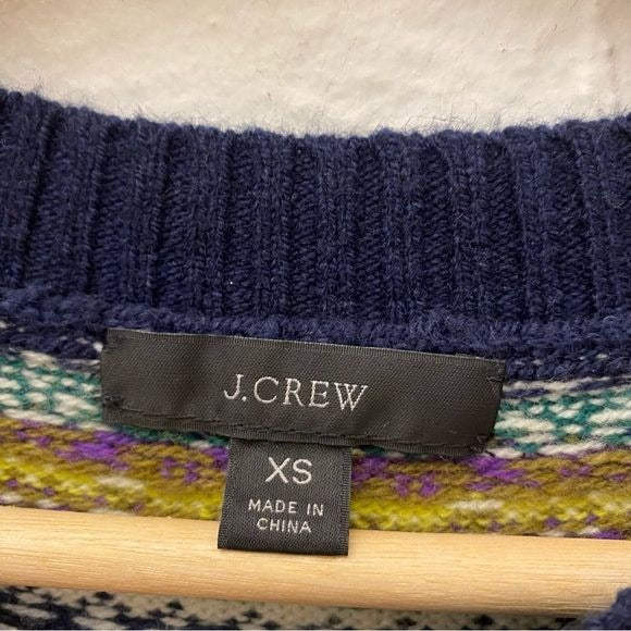 J. Crew || Striped Fair Isle Crewneck Sweater Navy XS