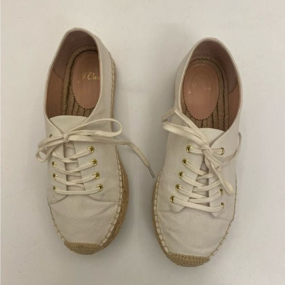 J. Crew || Canvas Espadrille Sneakers White Tan 8.5