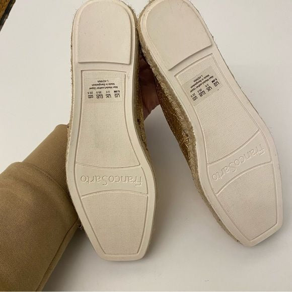 Franco Sarto || Kenna Slip On Espadrilles Gold Crinkle 5.5