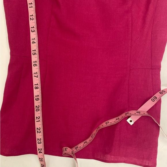 Theory || Sweetheart l Top Pure Linen Tank Camisole in Pop Fuchsia Pink 6 NWT