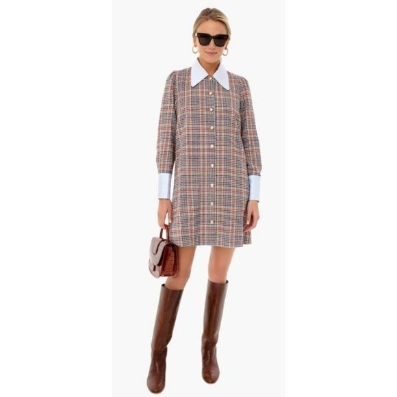 Tuckernuck || Cambridge Check Plaid Twiggy Dress Detachable Collar XS