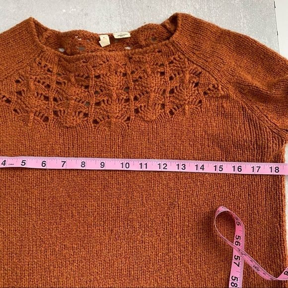 Anthropologie || Moth Dashed Pointelle Sweater Pullover Orange Alpaca Blend S