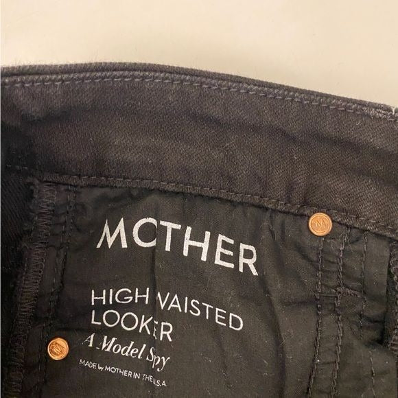 MOTHER || High Waisted Looker Jeans in A Model Spy Black 25