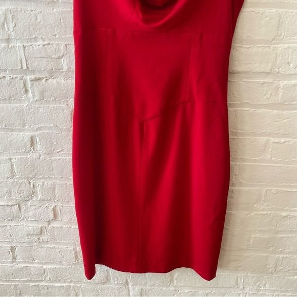 Black Halo || Gretchen Cowl Neck Cap Sleeve Pencil Dress Red 10