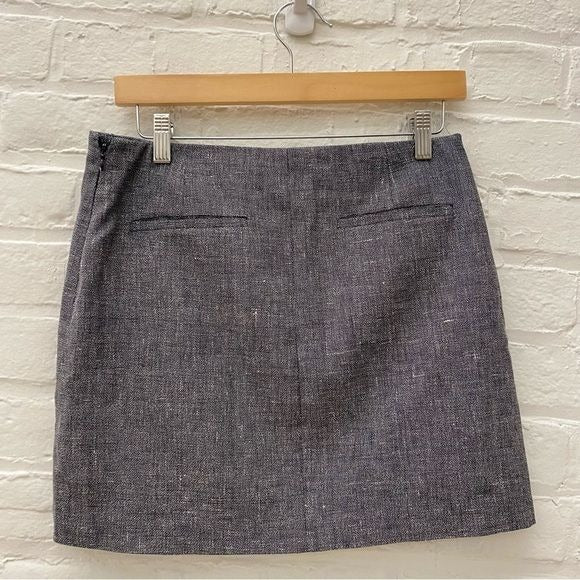 Theory || Stilla Brookview Will Linen Blend Mini Skirt Navy Gray 4