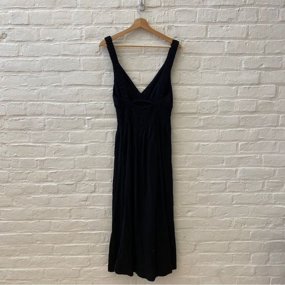 Abercrombie || Scrunchie Strap Linen Maxi Dress Black Small