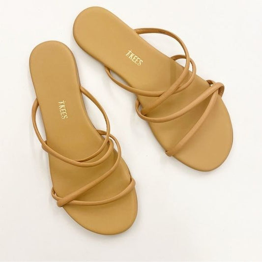 TKEES || Sloane Strappy Sandal Slide in Pout Nude Beige 40 / 9 NWOT