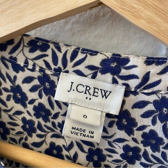 J. Crew || Floral Shirtdress in Linen Cotton Blend Floral Navy 0