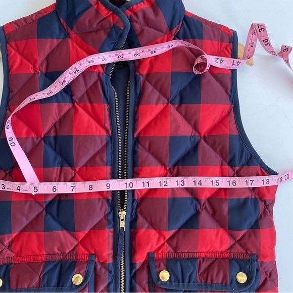 J.Crew || Buffalo Check Excursion Down Vest Red Navy Small