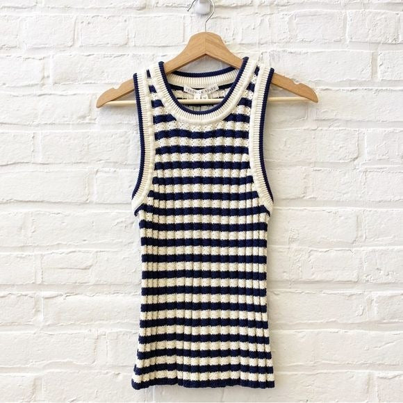 Veronica Beard || Jerrel Knit Tank in Navy Ivory White Stripe Medium NWT