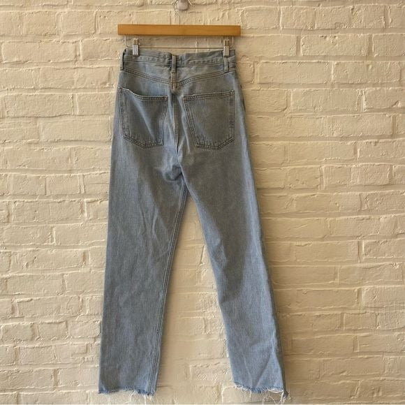 AGOLDE || 90's Pinch Waist Imitate Light Wash Distressed Hem Straight Jeans 25