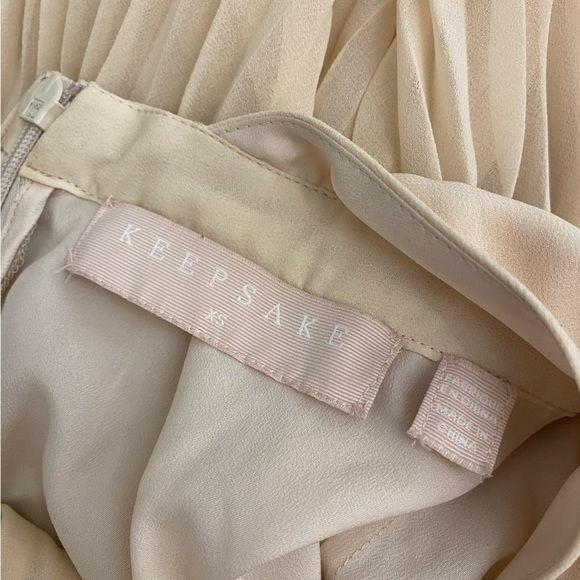 Keepsake the Label || Come Back Pleated Open Back Mini Dress Cream XS