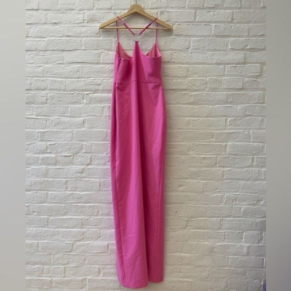 Likely || Sammy Gown High Slit Ring Back Crepe in Pink Sugar 4 NWT